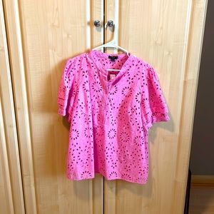 NWT J Crew eyelet pink top